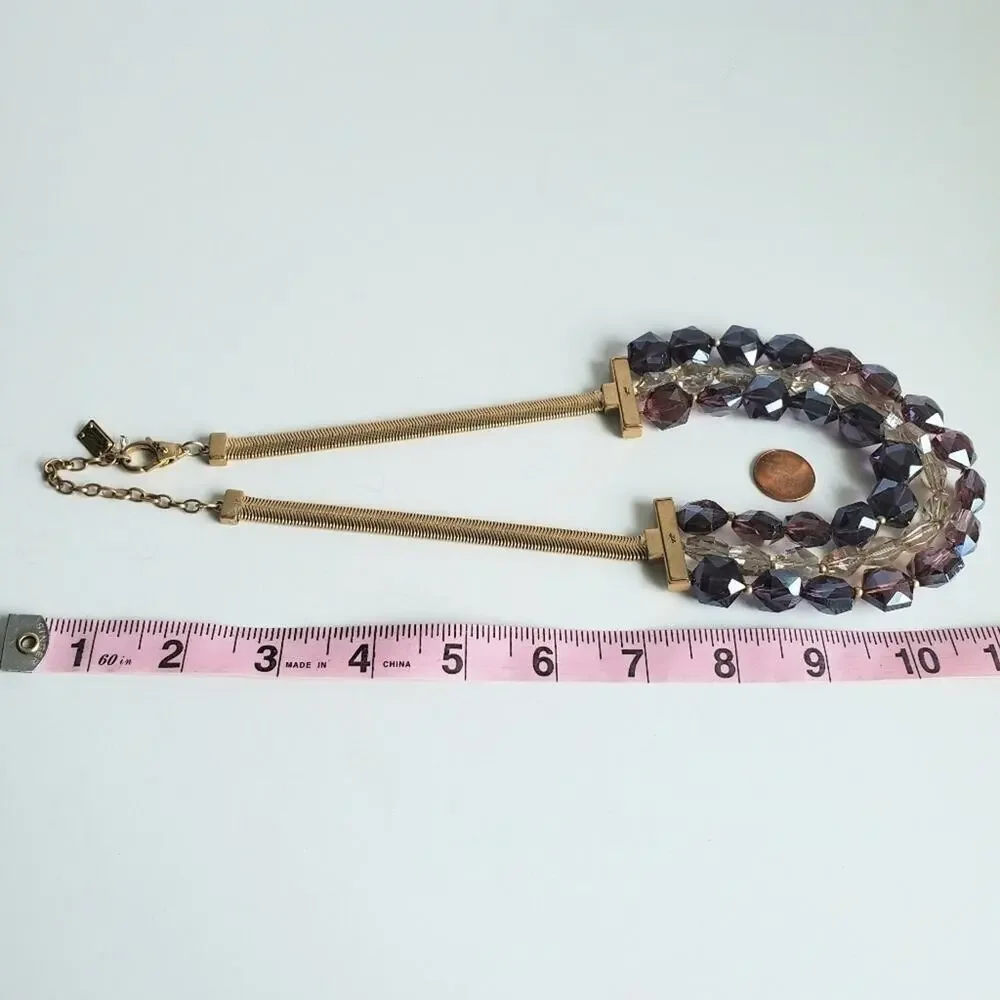 Vintage Kenneth Cole‎ Necklace Gold Tone Faceted Amethyst Purple Crystal Beads